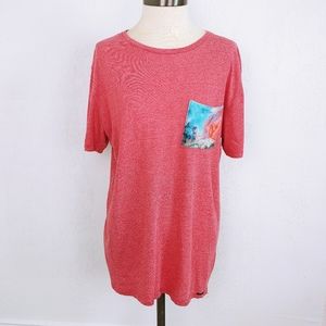 On The Byas Red T-shirt with Tie Dye Pocket